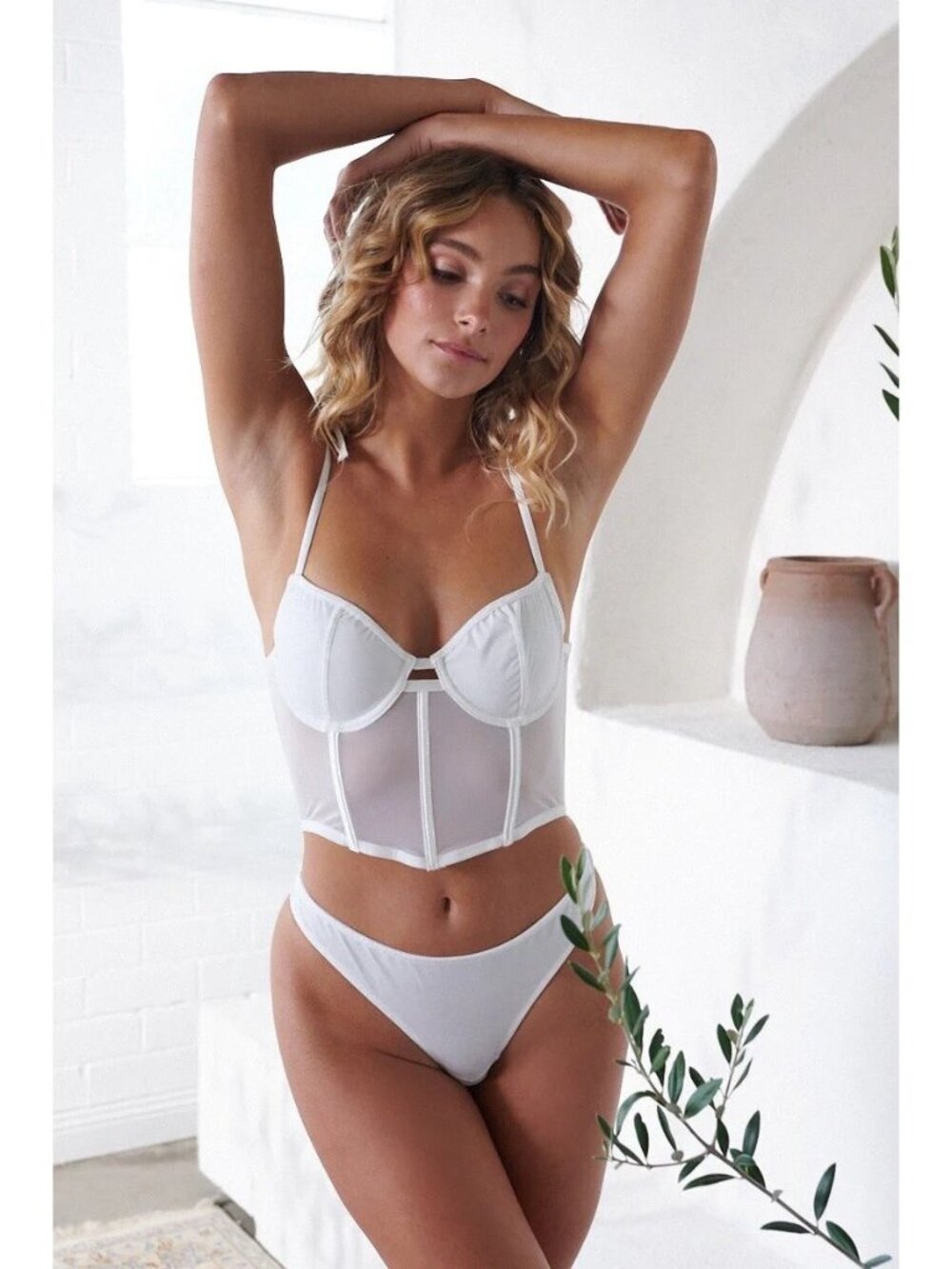 KAT THE LABEL Femme Bustier White Mesh